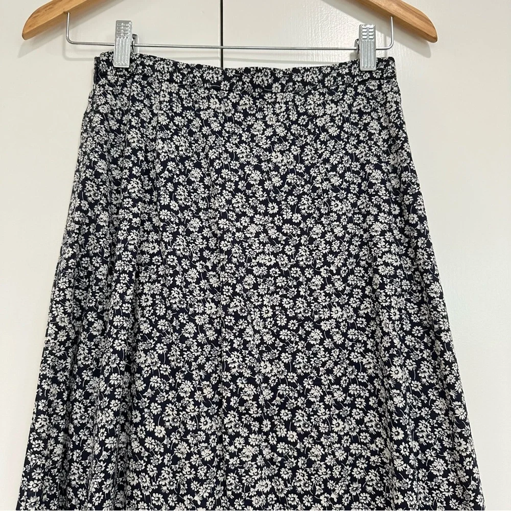 & Other Stories Cotton Navy Floral Midi Skirt 34/US2
